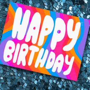 ALLES GUTE ZUM GEBURTSTAG Bunte Blasenbuchstaben I Postkarte