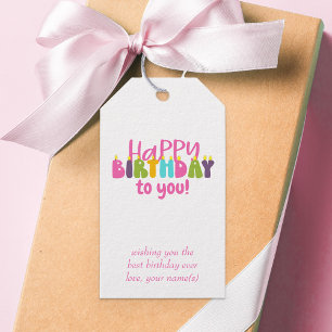 Alles Gute zum Geburtstag Bunte Kerze Personalisie Geschenkanhänger
