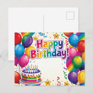 Alles Gute zum Geburtstag bunte Luftballons Postkarte