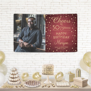 ALLES Gute zum Geburtstag Burgunderrot Gold 1 Foto Banner