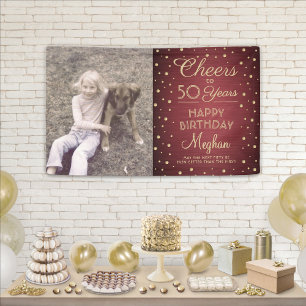 ALLES Gute zum Geburtstag Burgunderrot Gold 1 Foto Banner
