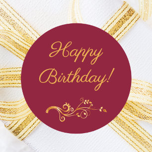Alles Gute zum Geburtstag burgunderrot gold Runder Aufkleber