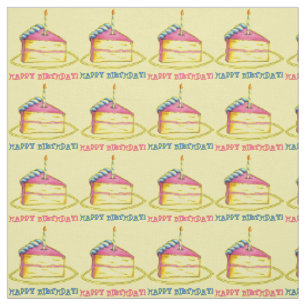 Alles Gute zum Geburtstag! Cake Slice Candle Pink Stoff