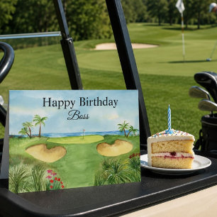 Alles Gute zum Geburtstag Chef Tropischer Golfplat Karte