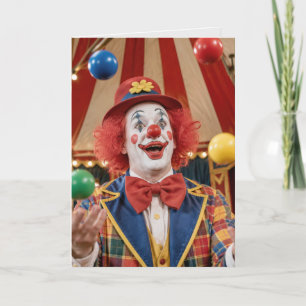 Alles Gute zum Geburtstag Clown jongliert bunte Bä Karte