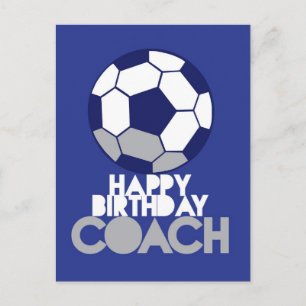 Alles Gute zum Geburtstag COACH mit Fußball Postkarte