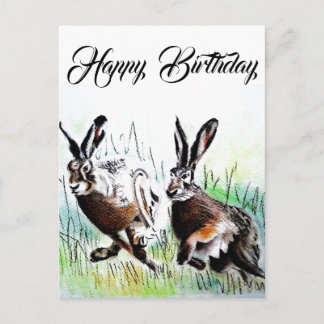 Alles Gute zum Geburtstag con le lepri Postkarte