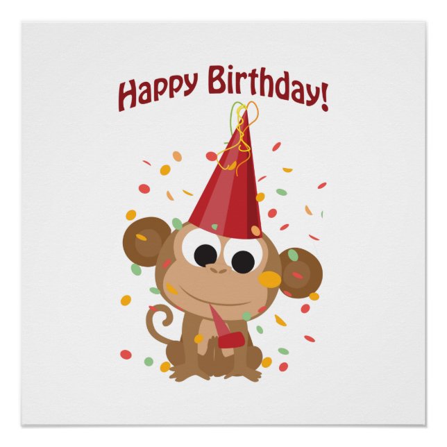 Alles Gute zum Geburtstag! Confetti Monkey Poster (Vorderseite)