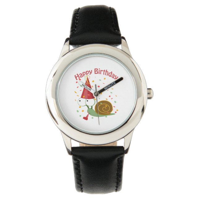 Alles Gute zum Geburtstag! Confetti Snail Armbanduhr (Vorderseite)