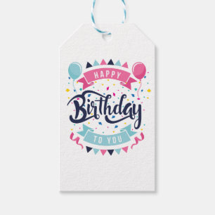 Alles Gute zum Geburtstag Confetti und Flagge Geschenkanhänger