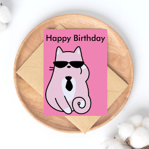 Alles Gute zum Geburtstag - Coole rosa Katze Postk Postkarte