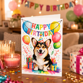 Alles Gute zum Geburtstag Corgi-Hundeparty Karte