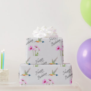 Alles Gute zum Geburtstag Cosmos und Kolibri  Geschenkpapier