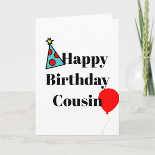 Alles Gute zum Geburtstag Cousin Blaue Partyhut-Ba Karte