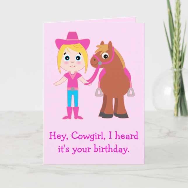 Alles Gute zum Geburtstag, Cowgirl Karte (Vorderseite)