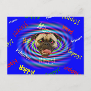 Alles Gute zum Geburtstag!!! Crazy Mops Postcard Postkarte