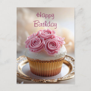 Alles Gute zum Geburtstag Cupcake mit rosa Creme R Postkarte