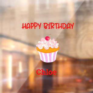 Alles Gute zum Geburtstag Cupcake personalisiert m Fensteraufkleber