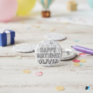 Alles Gute zum Geburtstag Custom Name Heißluftbal Button