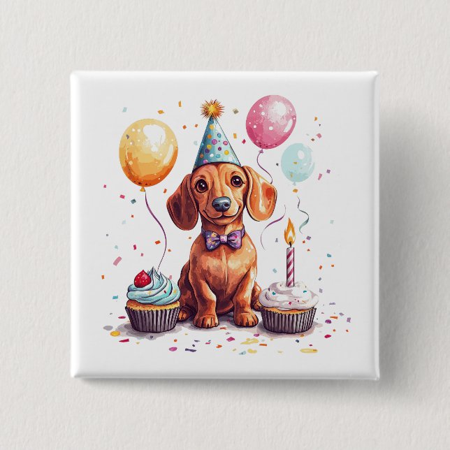 Alles Gute zum Geburtstag Dachshund  Button (Vorderseite)