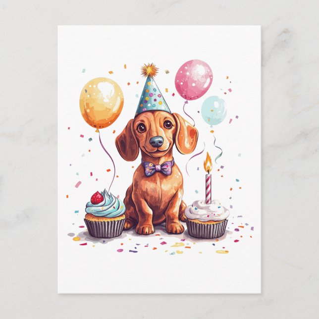 Alles Gute zum Geburtstag Dachshund  Feiertagspostkarte (Vorderseite)