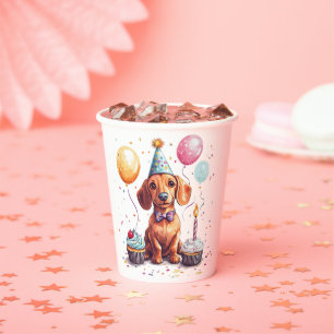 Alles Gute zum Geburtstag Dachshund Pappbecher