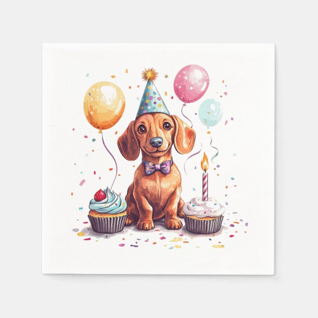 Alles Gute zum Geburtstag Dachshund  Serviette (Vorderseite)
