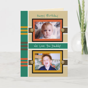 Alles Gute zum Geburtstag Daddy braunes grünes Fot Karte