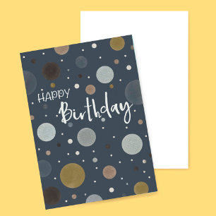 Alles Gute zum Geburtstag Dark Blue Modern Dots Karte