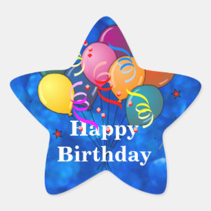 "Alles Gute zum Geburtstag," Dekorationsballons, Stern-Aufkleber