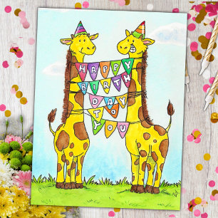 Alles Gute zum Geburtstag der Giraffen Postkarte