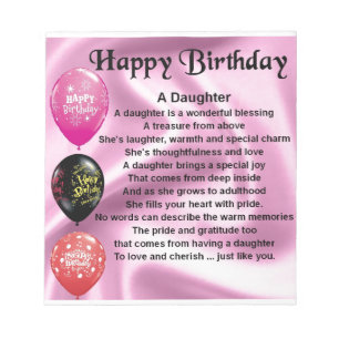 alles Gute zum Geburtstag des Tochtergedichtes Notizblock
