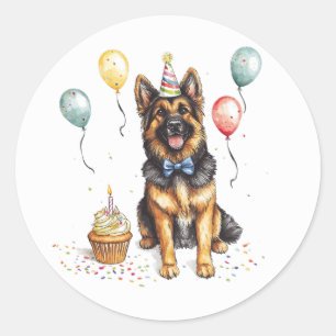 Alles Gute zum Geburtstag Deutscher Schäferhund Runder Aufkleber