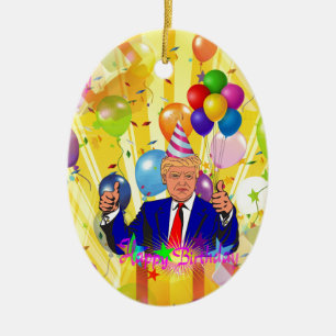 alles Gute zum Geburtstag Donald Trump Keramikornament