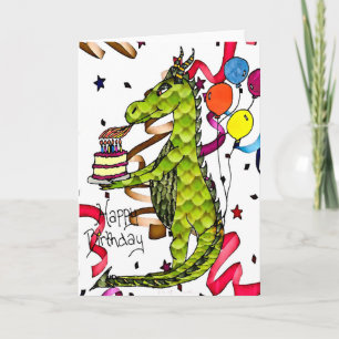 Alles Gute zum Geburtstag Drache Kerzen anzündende Karte