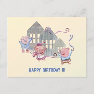 Alles Gute zum Geburtstag Drei kleine Schweine fei Postkarte