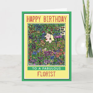Alles Gute zum Geburtstag einem Floristen. Florist Karte