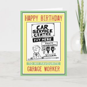 Alles Gute zum Geburtstag eines Garage-Mitarbeiter Karte