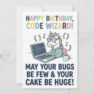 Alles Gute zum Geburtstag Einhorn Code-Zauberer Feiertagskarte