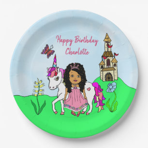 Alles Gute zum Geburtstag Einhorn und Prinzessin P Pappteller