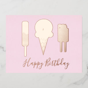 Alles Gute zum Geburtstag Eiscreme Rosa Folie Feie Folien Feiertagspostkarte