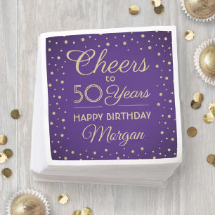 ALLES GUTE ZUM GEBURTSTAG Elegant lila und goldene Serviette