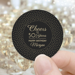 ALLES GUTE zum Geburtstag Elegant Schwarz und Gold Runder Aufkleber