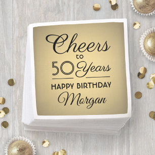 ALLES GUTE ZUM GEBURTSTAG Elegant Schwarz und Gold Serviette