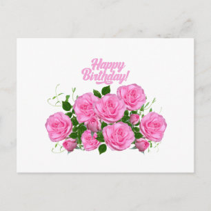 Alles Gute zum Geburtstag Elegante rosa Rosen  Postkarte