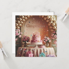 „Alles Gute zum Geburtstag“ Elegante rosa und gold Einladung
