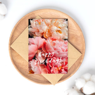 Alles Gute zum Geburtstag! Elegante rosa und pfirs Postkarte