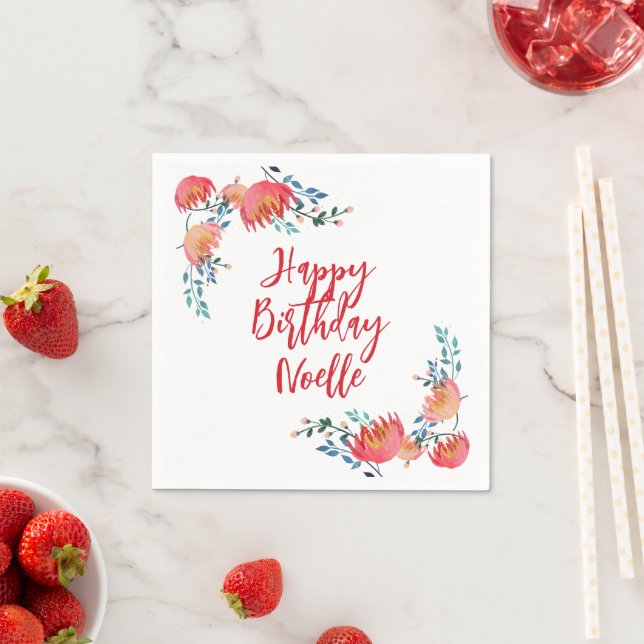 Alles Gute zum Geburtstag - Elegante, rote Whimsik Serviette (Beispiel)