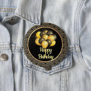 Alles Gute zum Geburtstag, elegante schwarze und g Button