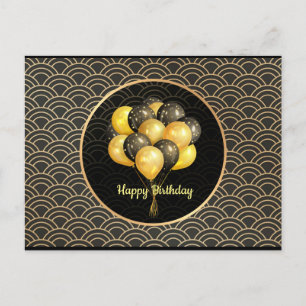 Alles Gute zum Geburtstag, elegante schwarze und g Postkarte
